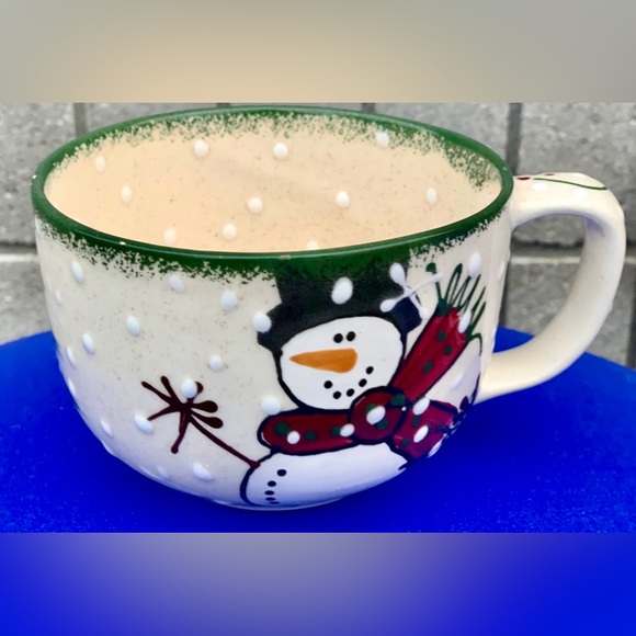 1998 Vintage Expressly Yours Green Sponge Trim Snowman Plate & Mug Set - Picture 12 of 12